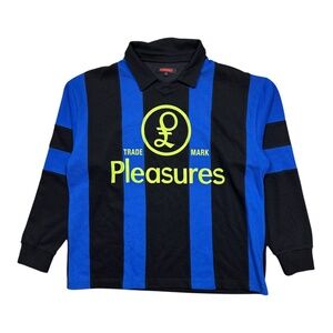 Pleasures Trespass Euro Dollar Money Rugby Pique Polo L/S Shirt Mens Large
